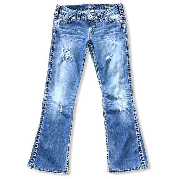 SILVER JEANS | Frances Destroyed Thick Stitch 28x28